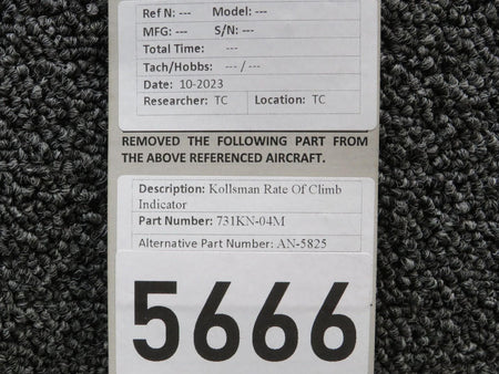 kollsman 731KN-04M (Alt: AN-5825) Kollsman Rate of Climb Indicator