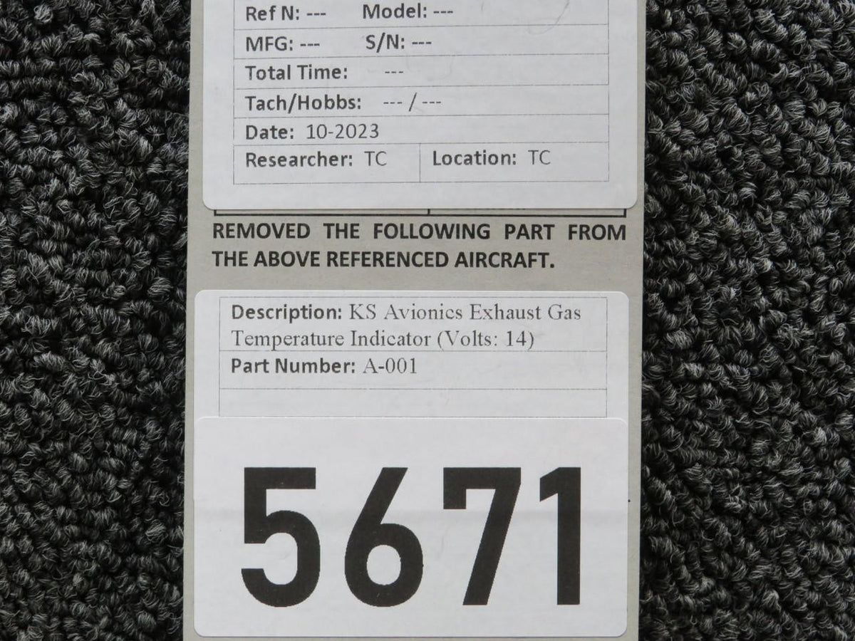 KS Avionics A-001 KS Avionics Exhaust Gas Temperature Indicator (Volts: 14)