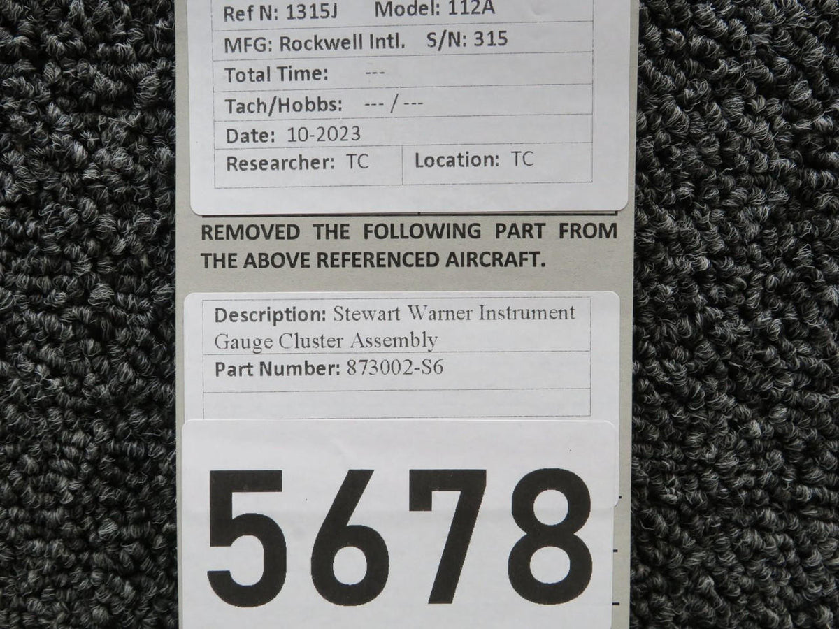 Stewart-Warner 873002-S6 Stewart-Warner Instrument Gauge Cluster Assembly