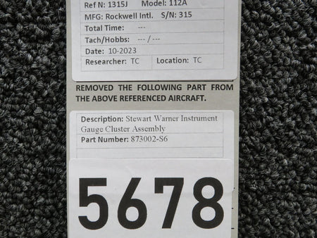 Stewart-Warner 873002-S6 Stewart-Warner Instrument Gauge Cluster Assembly