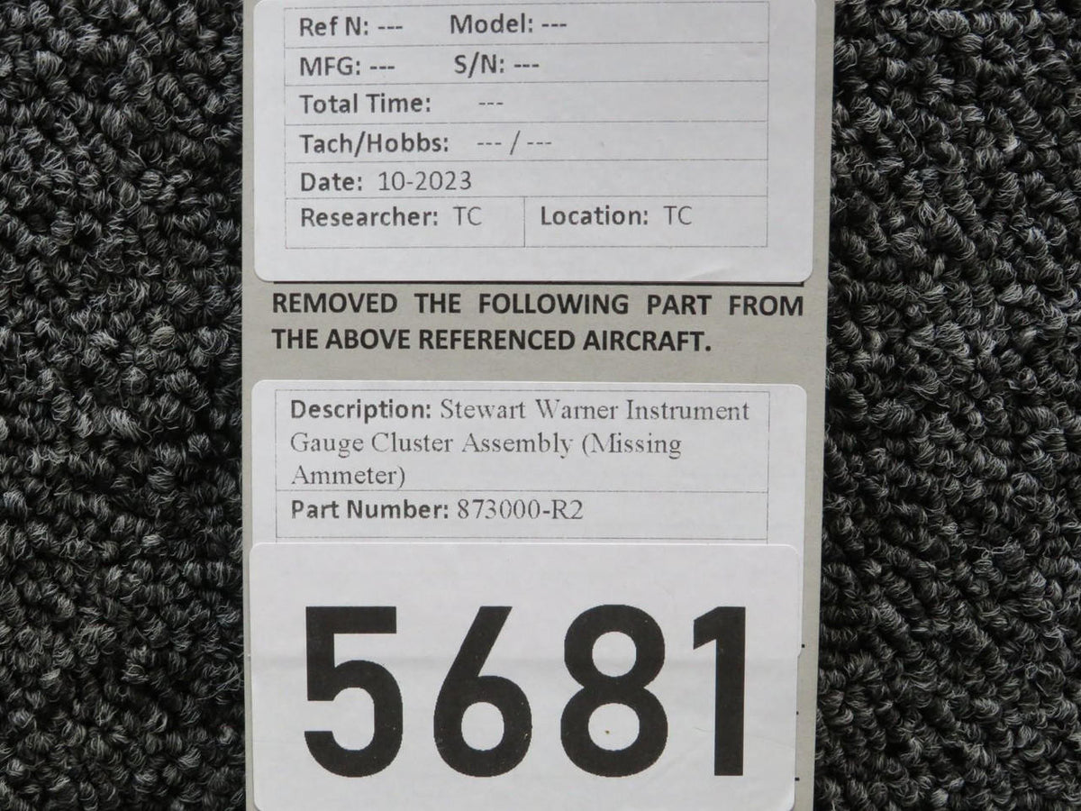Stewart-Warner 873000-R2 Stewart-Warner Instrument Gauge Cluster Assembly (Missing Ammeter)