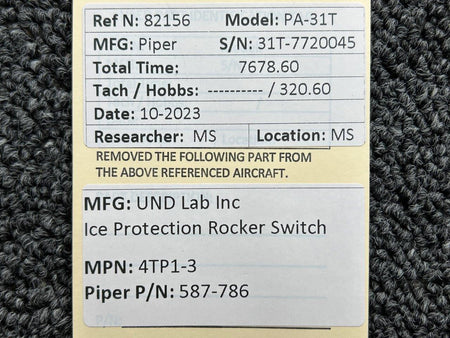 UND Lab Inc 4TP1-3 (Alt: 587-786) UND Lab Inc Ice Protection Rocker Switch