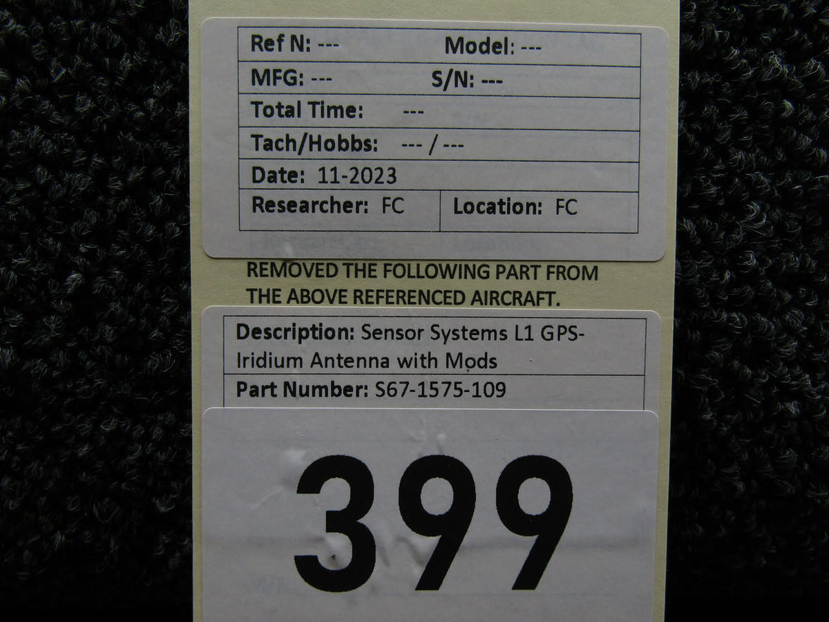 Sensor Systems S67-1575-109 Sensor Systems L1 GPS-Iridium Antenna with Modifications