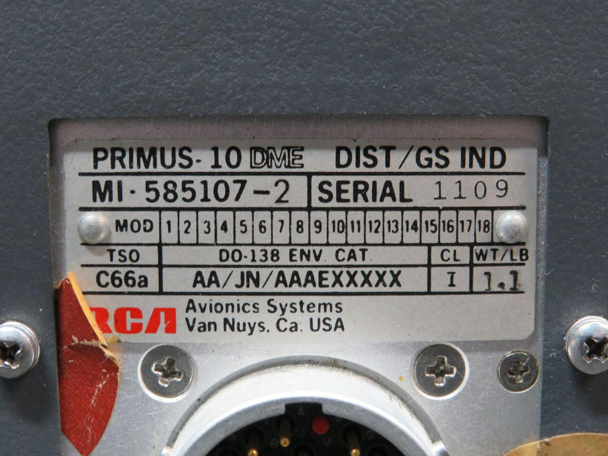 RCA MI-585107-2 RCA Primus-10 DME Indicator