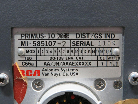 RCA MI-585107-2 RCA Primus-10 DME Indicator
