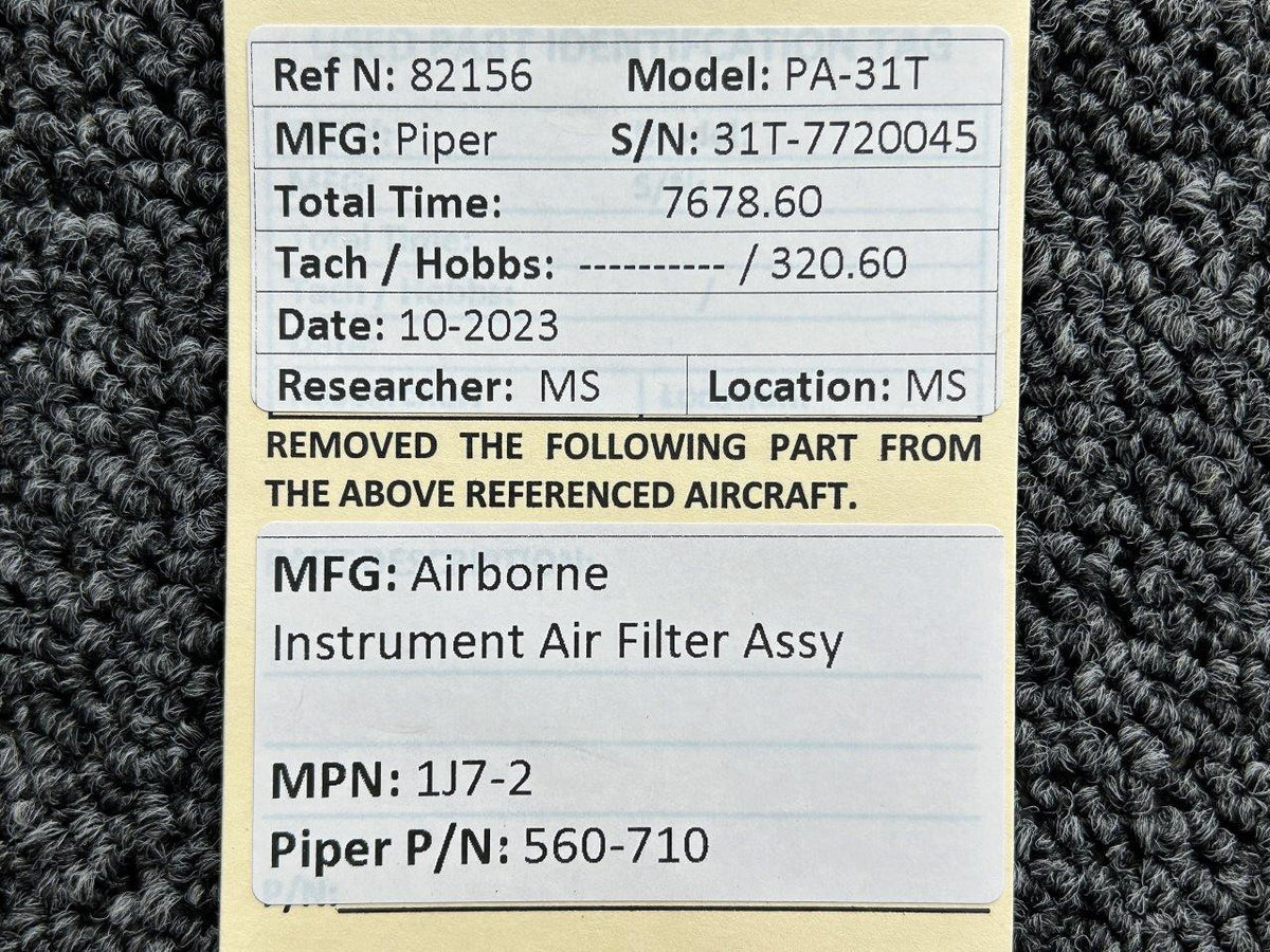 Airborne 1J7-2 (Alt: 560-710) Airborne Instrument Air Filter Assembly