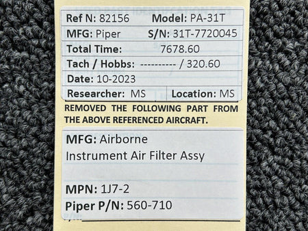 Airborne 1J7-2 (Alt: 560-710) Airborne Instrument Air Filter Assembly