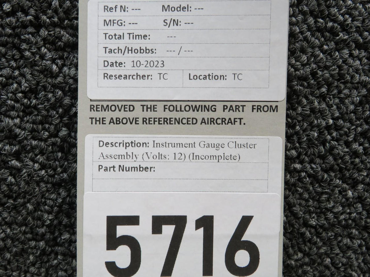 Does Not Apply Instrument Gauge Cluster Assembly (Volts: 12) (Incomplete)