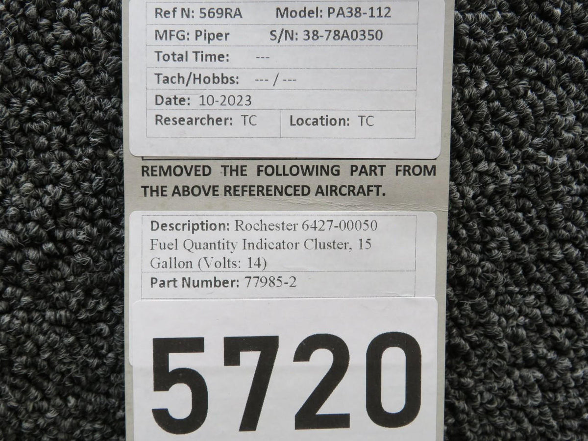 Rochester 77985-2 Rochester 6427-00050 Fuel Quantity Indicator Cluster, 15 Gallon (Volts: 14)