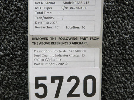Rochester 77985-2 Rochester 6427-00050 Fuel Quantity Indicator Cluster, 15 Gallon (Volts: 14)