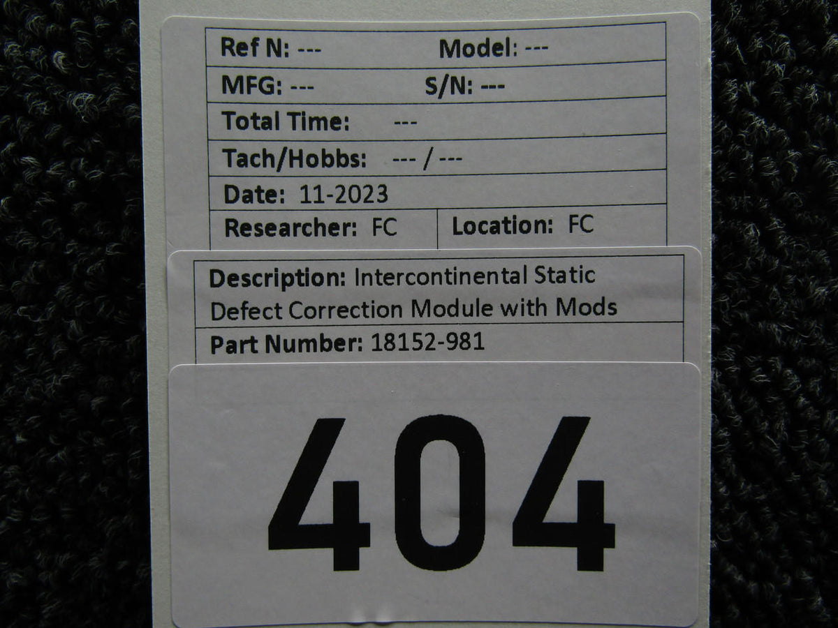Intercontinental 18152-981 Intercontinental Static Defect Correction Module with Modifications