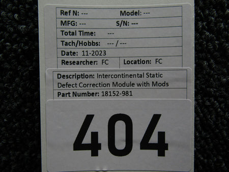 Intercontinental 18152-981 Intercontinental Static Defect Correction Module with Modifications