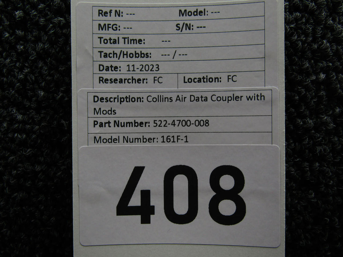 Collins 522-4700-008 Collins 161F-1 Air Data Coupler with Modifications