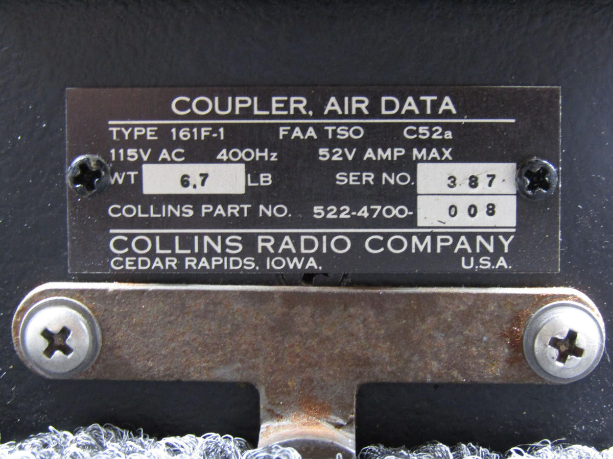 Collins 522-4700-008 Collins 161F-1 Air Data Coupler with Modifications