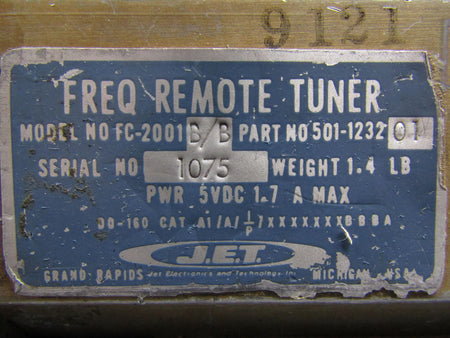 J.E.T 501-123201 Jet FC-2001B/B Frequency Remote Tuner with Modifications (Volts: 5)