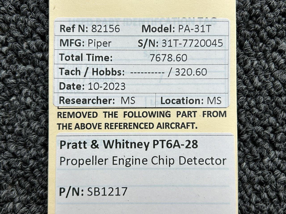 Pratt and Whitney SB1217 Pratt and Whitney PT6A-28 Propeller Engine Chip Detector