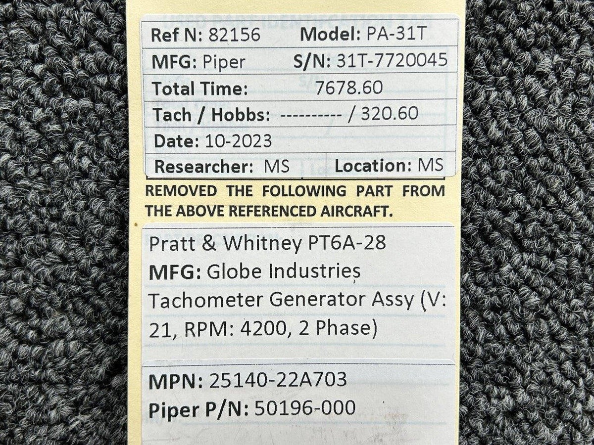 Globe Industries 25140-22A703 (Alt: 50196-000) Globe Industries Tachometer Generator (Volts: 21)