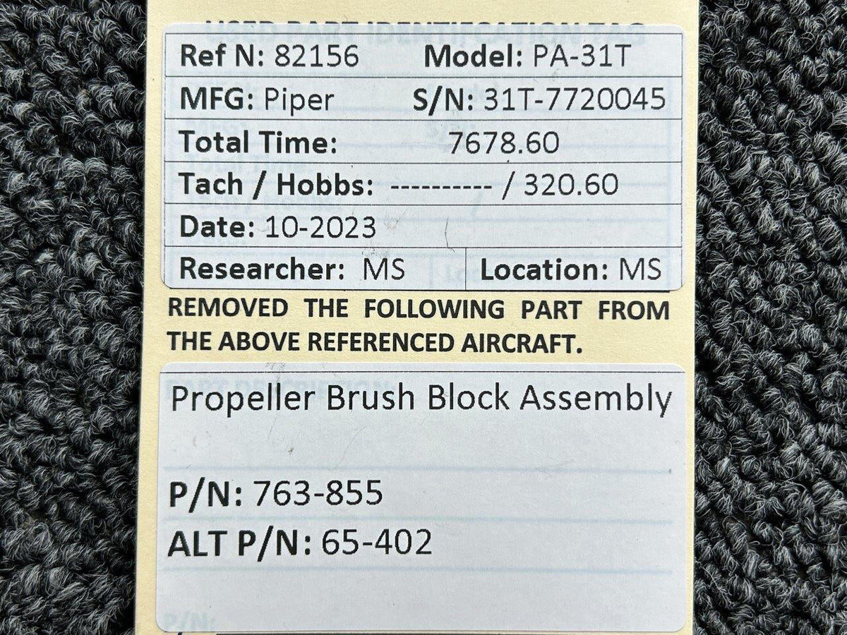 Piper Aircraft Parts 763-855 (Alt: 65-402) Piper PA-31T Propeller Brush Block Assembly