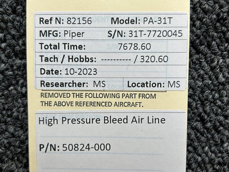 Piper Aircraft Parts 50824-000 Piper PA-31T High Pressure Bleed Air Line