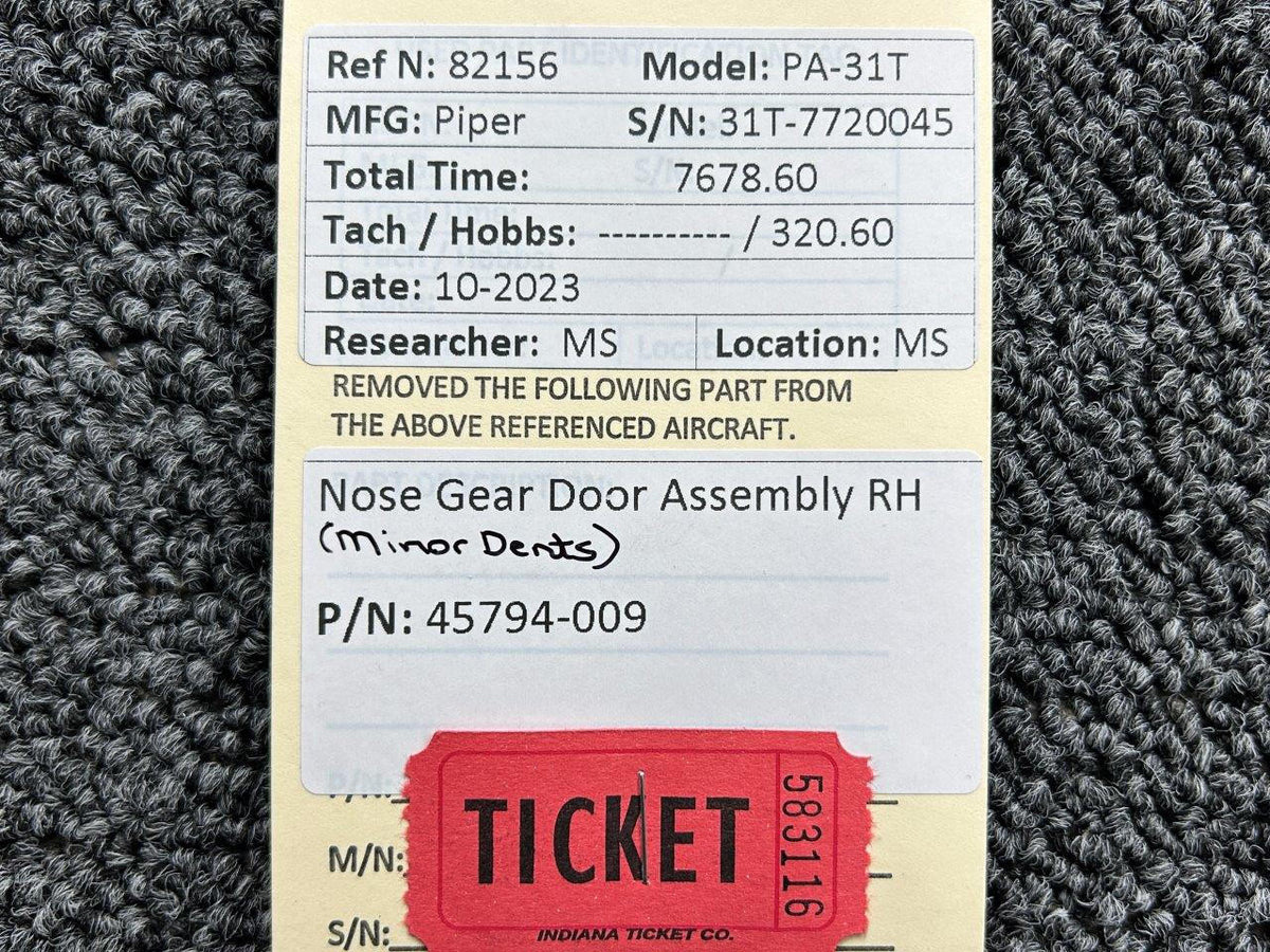 Piper Aircraft Parts 45794-009 Piper PA-31T Nose Gear Door Assembly RH with Hinges