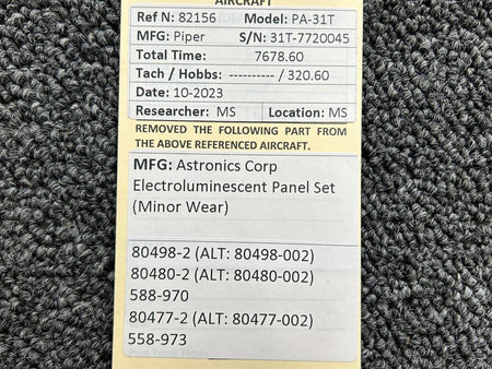 Astronics Corp Electroluminescent Panel Set (Minor Warping)
