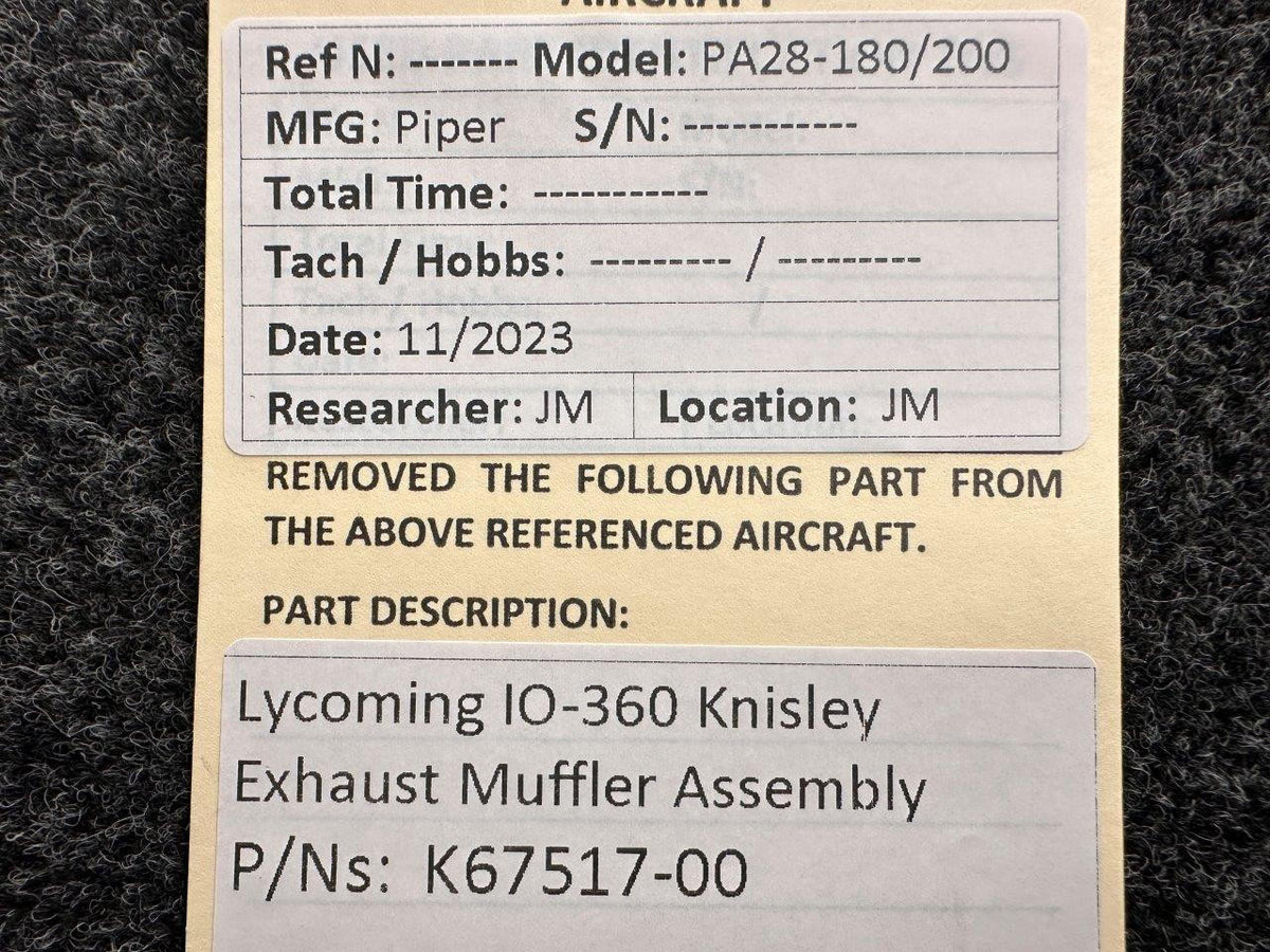 Knisley Welding K67517-00 Lycoming IO-360 Knisley Exhaust Muffler Assembly