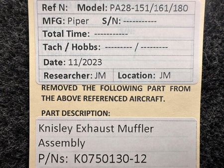 Knisley Welding K0750130-12 Lycoming O-470 Knisley Exhaust Muffler Assembly
