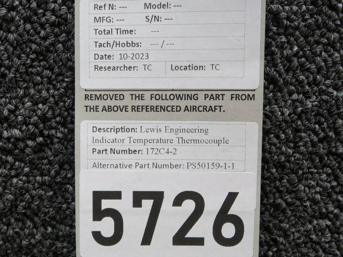 Lewis 172C4-2 (Alt: PS50159-1-1) Lewis Engineering Indicator Temperature Thermocouple