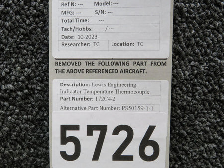 Lewis 172C4-2 (Alt: PS50159-1-1) Lewis Engineering Indicator Temperature Thermocouple