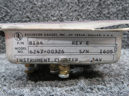Rochester B144 Rochester Gauges Instrument Gauge Cluster Assembly (Volts: 14) (Incomplete)
