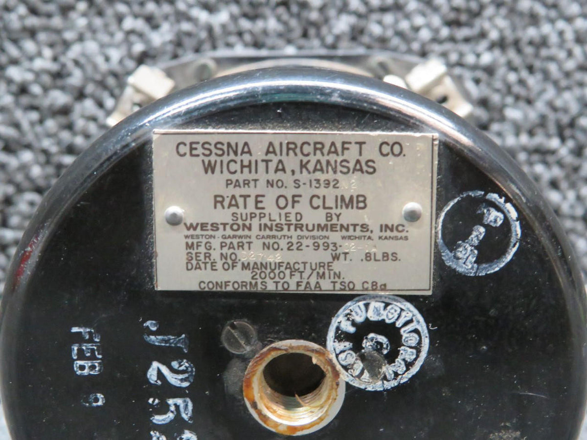 Weston S-1392-N2 (Alt: 22-993-02-1A) Weston Rate of Climb Indicator