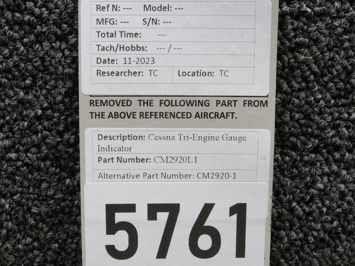 Cessna Aircraft Parts CM2920L1 (USE: CM2920-1) Cessna Tri-Engine Gauge Indicator