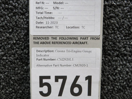 Cessna Aircraft Parts CM2920L1 (USE: CM2920-1) Cessna Tri-Engine Gauge Indicator