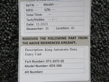 King Radio 071-1072-02 King Radio KDE-566 Automatic Data Entry Unit (Volts: 28)