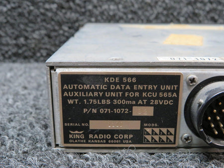 King Radio 071-1072-02 King Radio KDE-566 Automatic Data Entry Unit (Volts: 28)