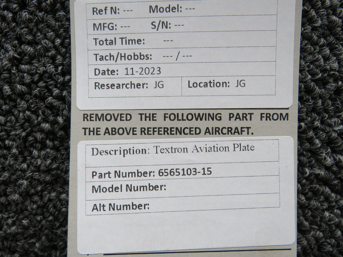 textron 6565103-15 Textron Aviation Plate