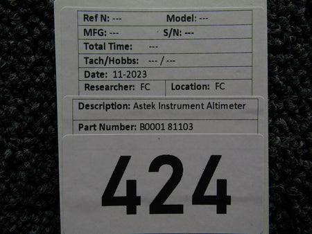 Astek B0001 81103 Astek Instrument Altimeter Indicator