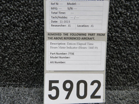 Datcon 773E Datcon Elapsed Time Hours Meter Indicator (Hours: 1443.0)