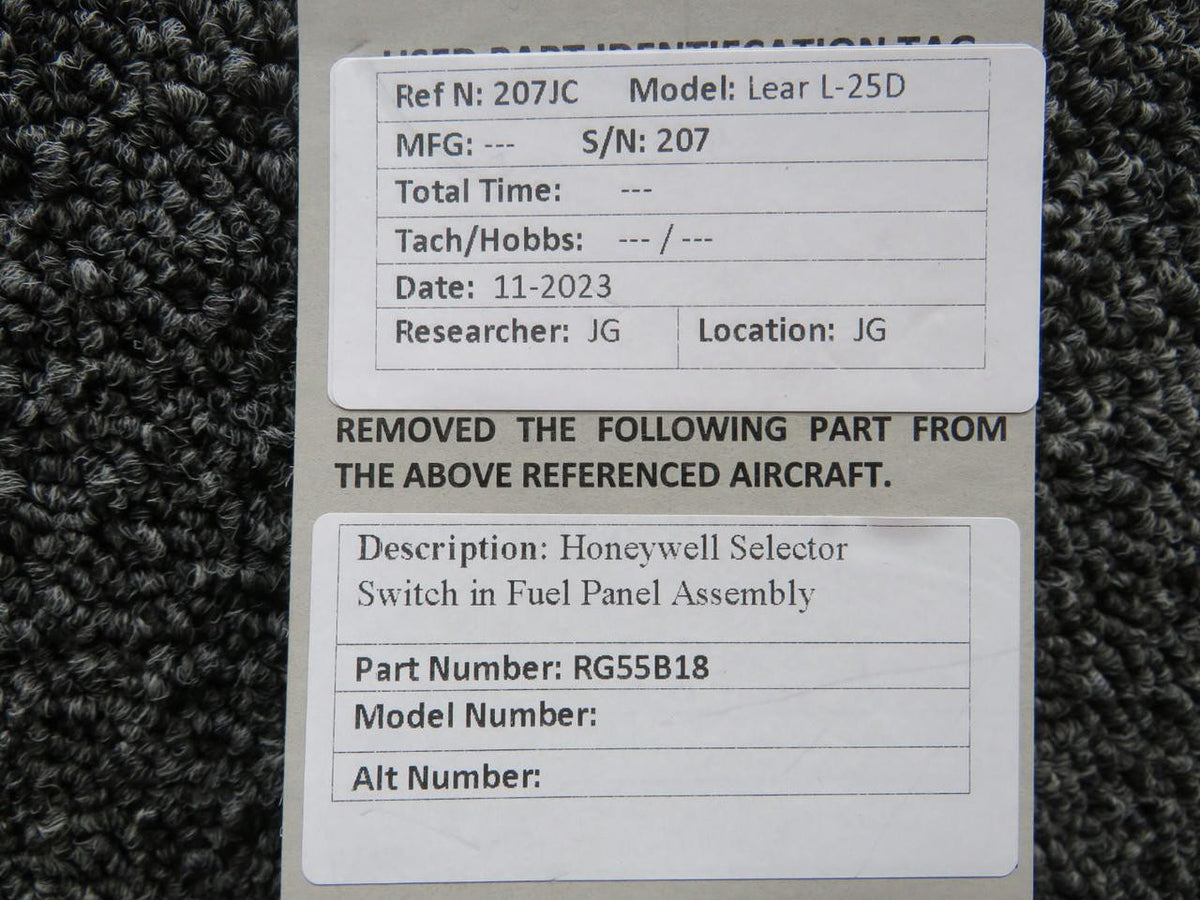 Honeywell RG55B18 Honeywell Selector Switch and Fuel Panel Assembly