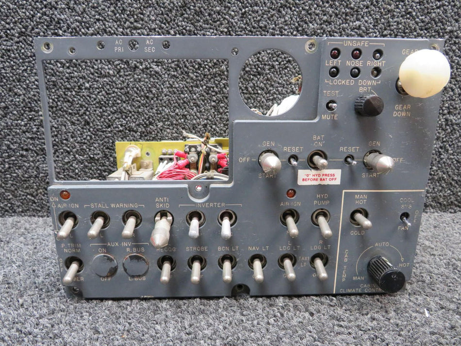 Dee Howard  2488330-69 Learjet Cabin Climate. Light, and Gear Control Panel Assembly