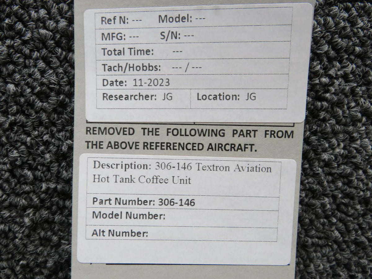 textron 306-146 Textron Aviation Hot Tank Coffee Unit