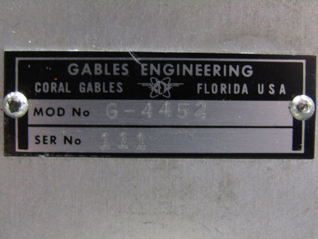 Gables G-4452 Gables Engineering VHF Comm Control Panel