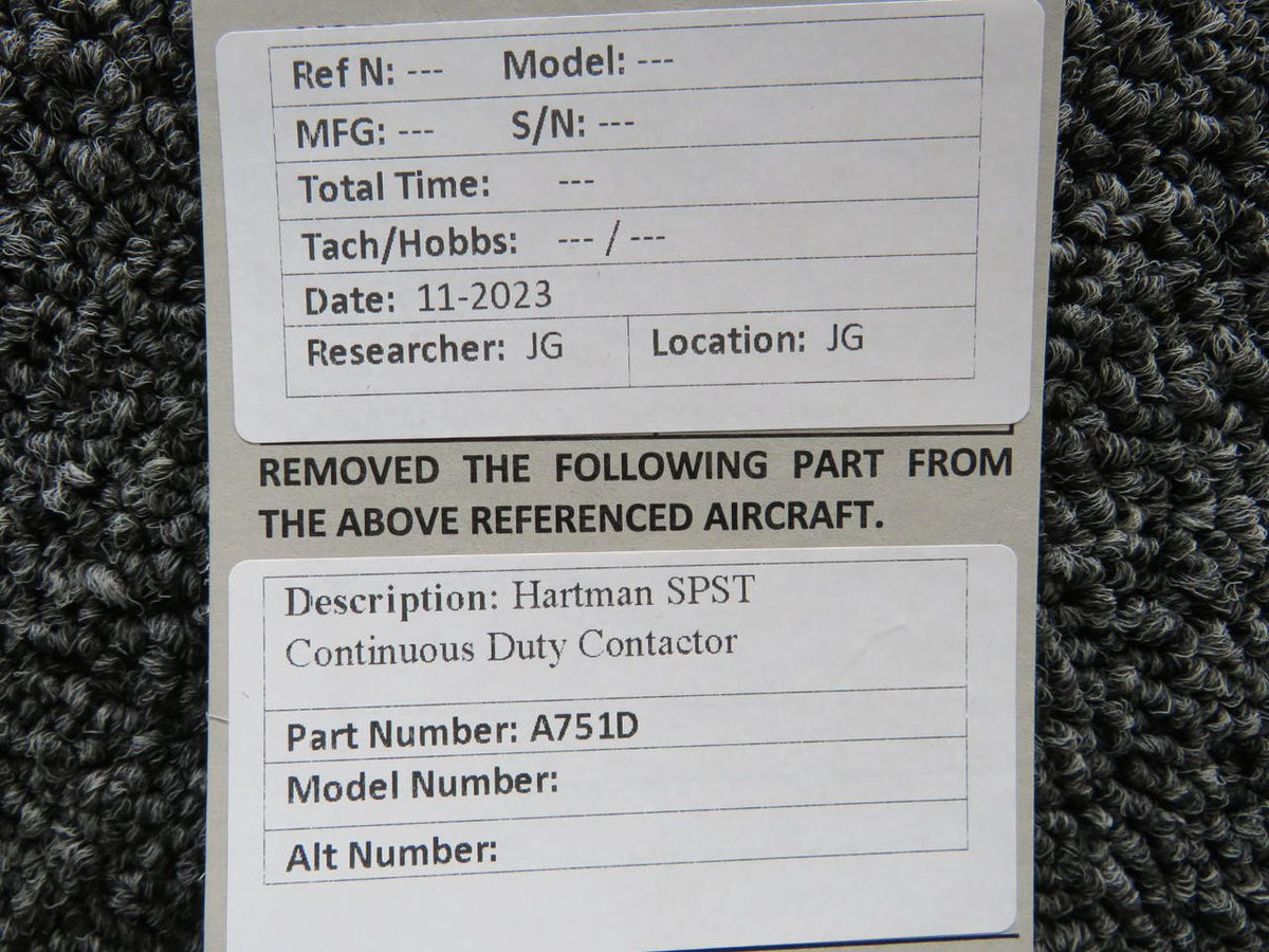 Hartman A751D Hartman SPST Continuous Duty Contactor