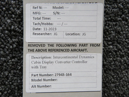 Intercontinental Dynamics Corp. 27943-164 Intercontinental Dynamics Cabin Display Converter Controller w Tray
