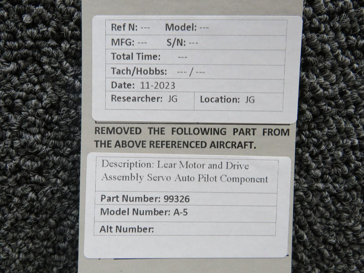 LEAR 99326 Lear A-5 Motor and Drive Assembly Servo Auto Pilot Component