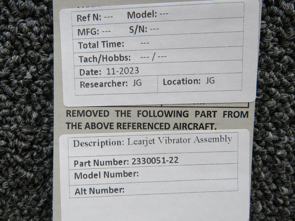 Learjet 2330051-22 LearJet Vibrator Assembly