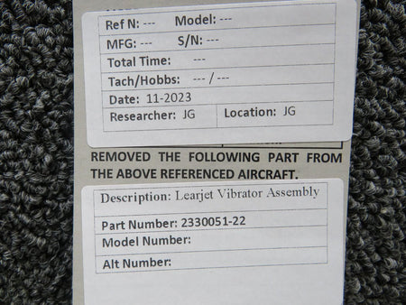 Learjet 2330051-22 LearJet Vibrator Assembly