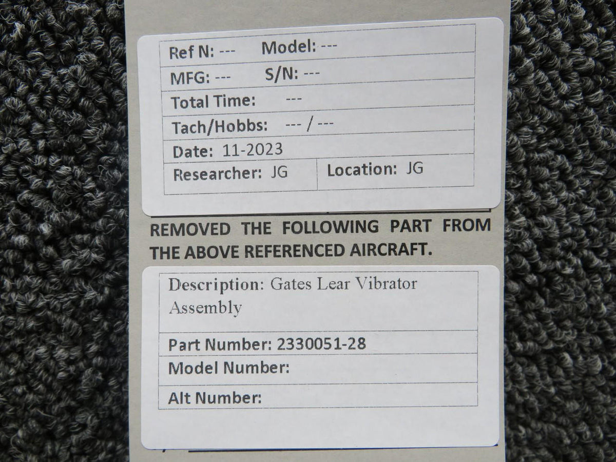 Gates Learjet 2330051-28 Gates Lear Vibrator Assembly
