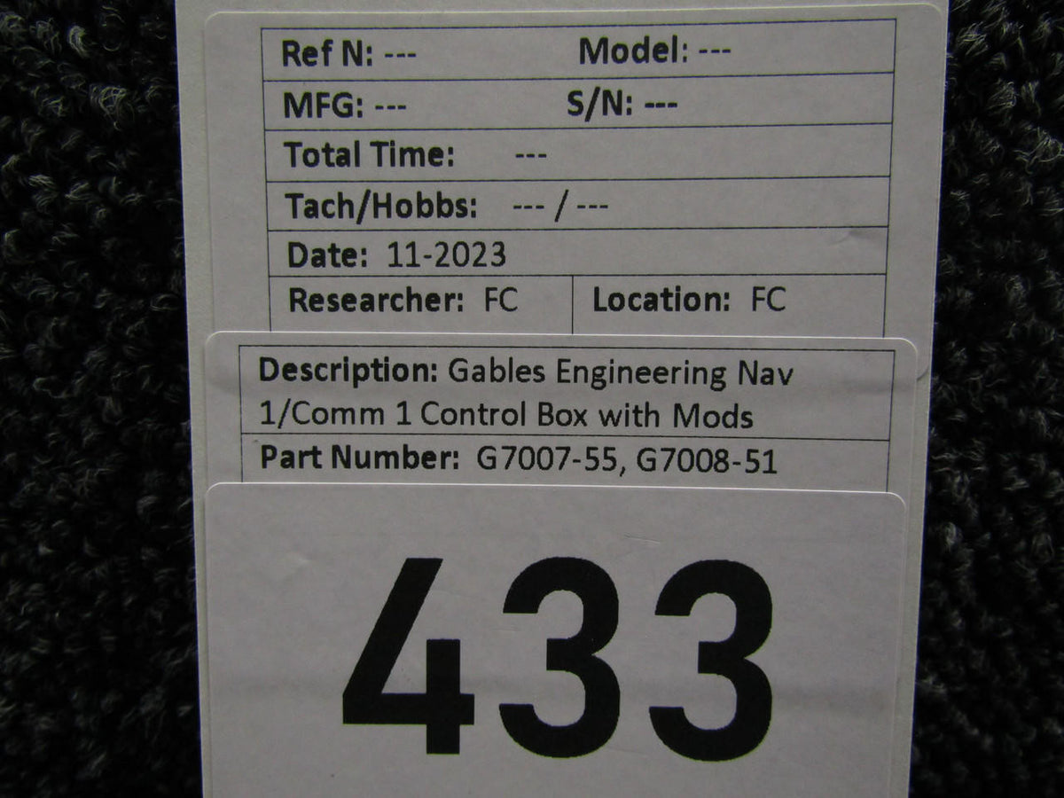 Gables G7007-55, G7008-51 Gables Engineering Nav 1-Comm 1 Control Box with Mods