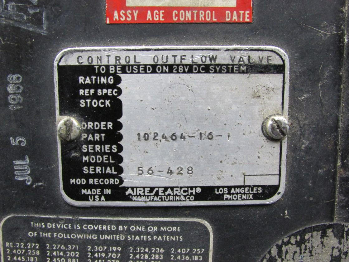 Airesearch 102464-16-1 Airesearch Control Outflow Valve Indicator (Volts: 28)